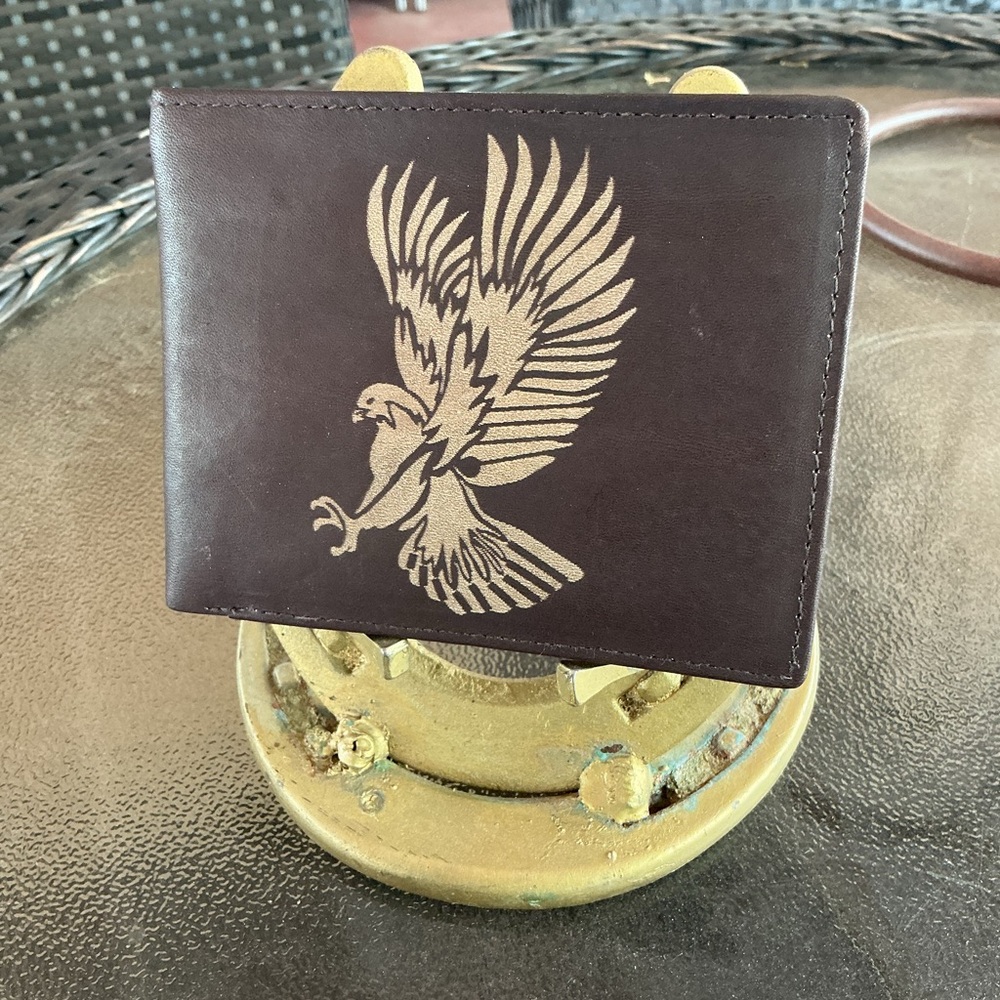 Men's Brown Leather Wallet with Eagle Design